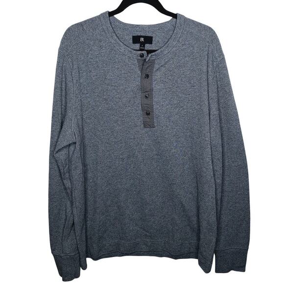 Banana Republic Men's Slub Double-Knit Henley T-Shirt Large Long Sleeve Gray - Picture 1 of 12